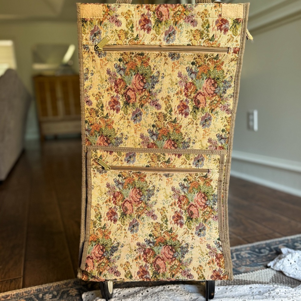 Vintage Floral Rolling Tote Bag